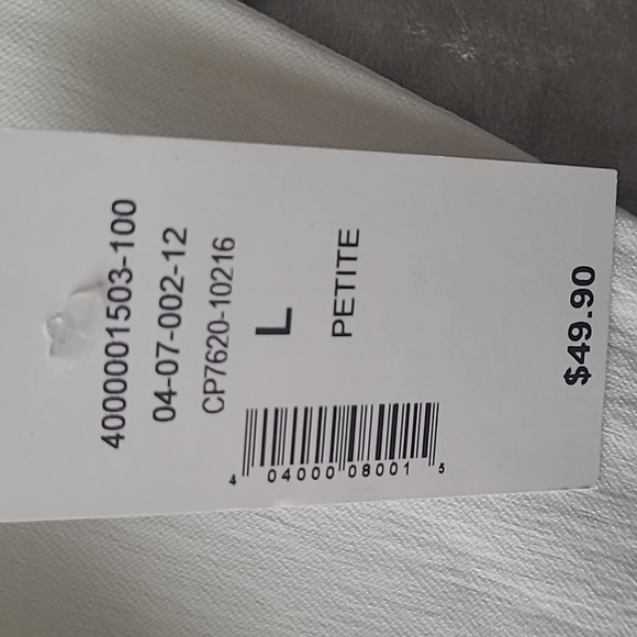 cleo, Size Large Petite, White Slim Ankle Pants with Slimming Panel - Picture 6 of 6